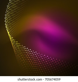 3D illuminated wave of glowing particles. HUD design element. Technology digital splash concept