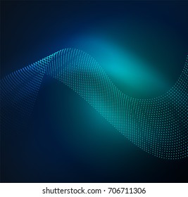 Ola iluminada 3D de partículas brillantes. elemento de diseño HUD. Concepto de salpicadura digital de tecnología