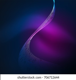 3D illuminated wave of glowing particles. HUD design element. Technology digital splash concept