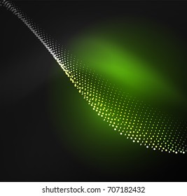 3D illuminated wave of glowing particles. HUD design element. Technology digital splash concept