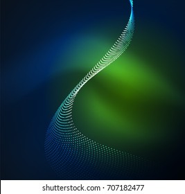 3D-Lichtwelle von glühenden Partikeln. HUD Design Element. Technologie-Digital-Splash-Konzept