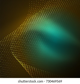 3D illuminated wave of glowing particles. HUD design element. Technology digital splash concept