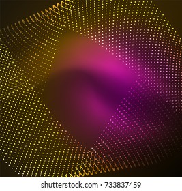 3D illuminated wave of glowing particles. HUD design element. Technology digital splash concept