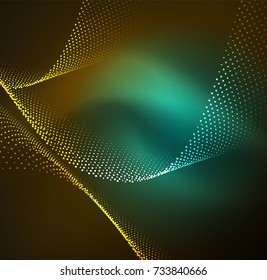 Ola iluminada 3D de partículas brillantes. elemento de diseño HUD. Concepto de salpicadura digital de tecnología
