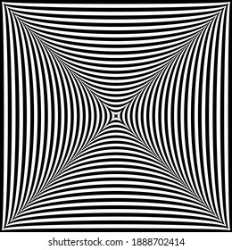 3D illusion in abstract op art design. Striped lines texture. Vector art.