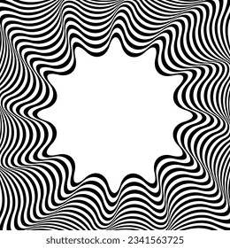 3D Illusion in Abstract Op Art Wavy Lines Pattern. Vector Illustration.