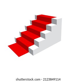 3d illusion element white stairs with red carpet