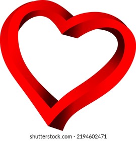 3d illusion love heart loop. Red love heart loop. 3d love heart symbol logo sign vector design