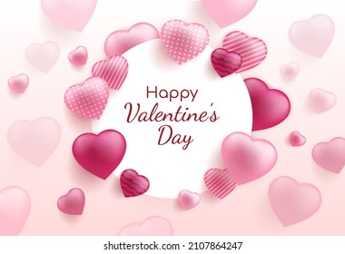 3d illustration of 14th February happy valentine's day wish card and poster	