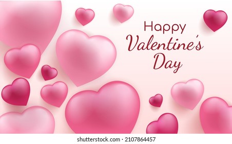 3d illustration of 14th February happy valentine's day wish card and poster	