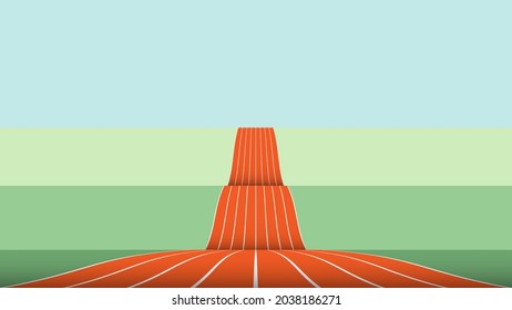 3D illustration. Abstract athletic track forward and upward. Business competition concept.	