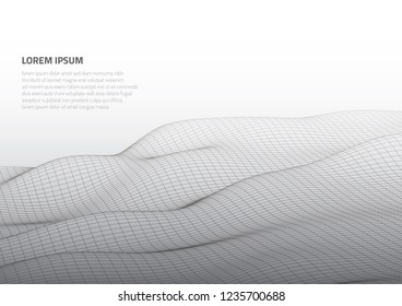 3d illustration. Abstract landscape on a white background. Cyberspace grid.