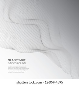 3d illustration. Abstract landscape on a white background. Cyberspace grid.