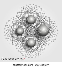 3D illustration of abstract vector color generative art objects background template