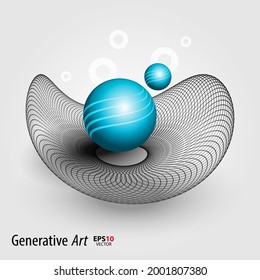3D illustration of abstract vector color generative art objects background template