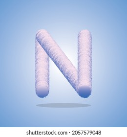 3d illustration of alphabets and number, Alphabetic font N made of Real with Precious hairy shape of letter, Greeting celebration with 3d font and number of Vector design
