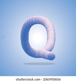 3d illustration of alphabets and number, Alphabetic font Q made of Real with Precious hairy shape of letter, Greeting celebration with 3d font and number of Vector design