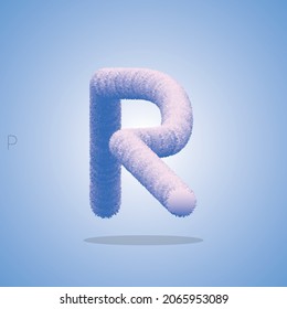 3d illustration of alphabets and number, Alphabetic font R made of Real with Precious hairy shape of letter, Greeting celebration with 3d font and number of Vector design

