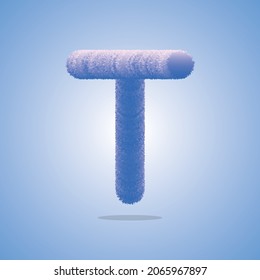 3d illustration of alphabets and number, Alphabetic font T made of Real with Precious hairy shape of letter, Greeting celebration with 3d font and number of Vector design
