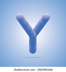 3d illustration of alphabets and number, Alphabetic font Y made of Real with Precious hairy shape of letter, Greeting celebration with 3d font and number of Vector design
