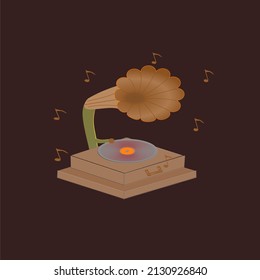 3d illustration of antique gramophone, retro, vector