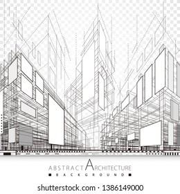 3D illustration architecture building construction design abstract background. 
