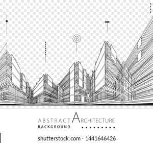 3D-Illustrationsarchitektur Gebäude Design abstrakte Hintergrund. 