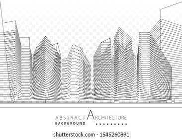 3D illustration architecture building construction perspective design abstract background.