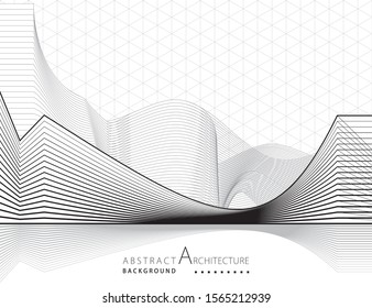 3D illustration architecture building construction perspective design abstract background.