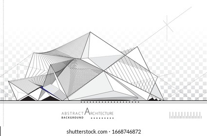 3D illustration architecture building construction perspective design, abstract imagine modern building background.