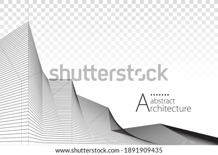 3D illustration architecture building construction perspective design, abstract modern urban landscape background.