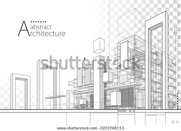 3d Illustration Architecture Building Construction Perspective Stock ...