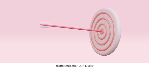 3D illustration. The arrow hit the center of the target. Rush business achievement concept. Vector illustration.