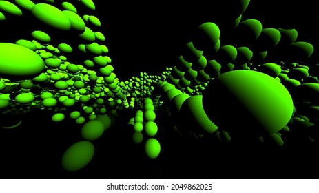 3d illustration background lots of bronze and green balls in a pile 