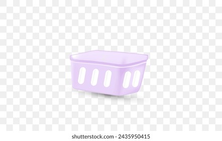 3D illustration of a basket for storing clothes in purple and simple colors.