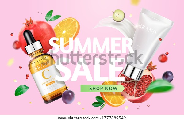 3d Illustration Of Beauty Product Ad Template Concept Of Natural Skin