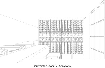 3D illustration of bistro shop