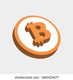 3D Illustration Bitcoin Currency Icon. Flat Design.
