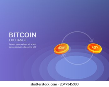 3D Illustration Of Bitcoin Exchange To Dollar From Smartphone On Blue Background For Cryptocurrency Concept.