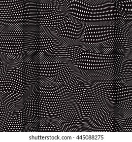 3D illustration black and white vector background with dots.  Abstract monochrome pattern. Volumetric composition with Halftone-Effect