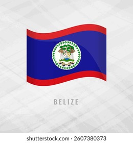 3d illustration Blowing flag of Belize. Vector flag of Belize Grey Background Symbol of Belize