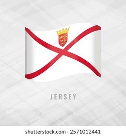 3d illustration Blowing flag of Jersey. Vector flag of Jersey on Grey Background Symbol of Jersey.