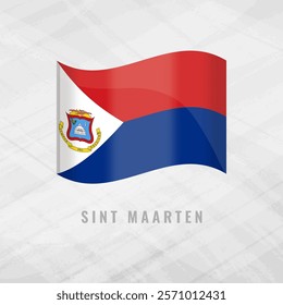 3d illustration Blowing flag of Sint Maarten. Vector flag of Sint Maarten on Grey Background Symbol of Sint Maarten.