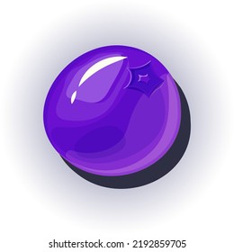 3D Illustration of bluberry for game items. Realistic bright berry on a dark background. Vector illustration