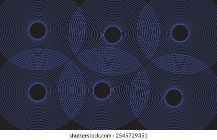 3d illustration of blue circles .Set of shapes on monocrome