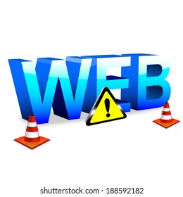 3d illustration of blue icon web over white background 
