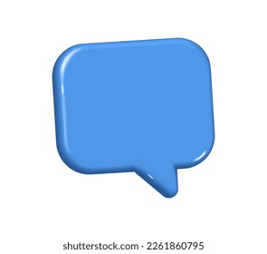 3d illustration of blue realistic speech bubble icon. Mesh vector talking cloud. Glossy chat high quality vector. Shiny cloud foam speak text, chatting box, message box dialogue social media.