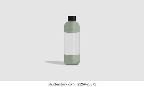 3D Illustration of bottle with black, green, white and grey color scheme. Perfect for any illustration project