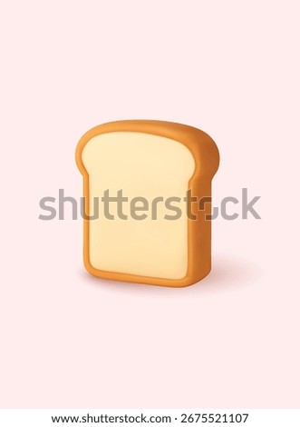 3D illustration of bread toast slice, perfect for bakery and breakfast design concepts. 3D Web Vector Illustrations.