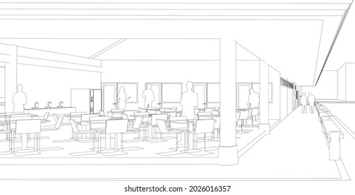 Ilustración 3D de la construcción en planta de cemento